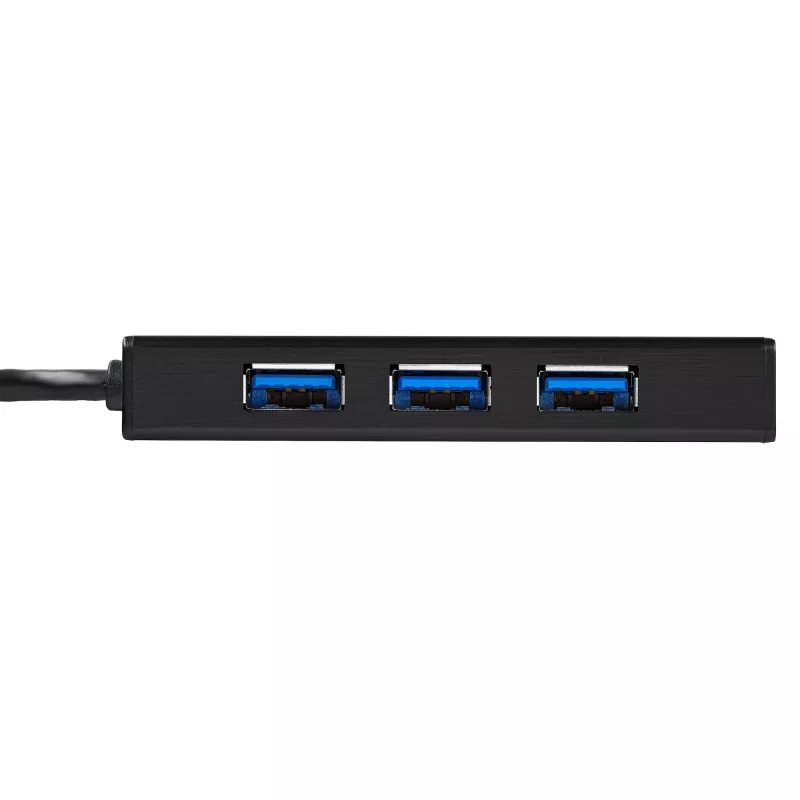 StarTech.com 3 prievadų nešiojamas USB 3.0 šakotuvas su Gigabit Ethernet – aliuminis su integruotu kabeliu