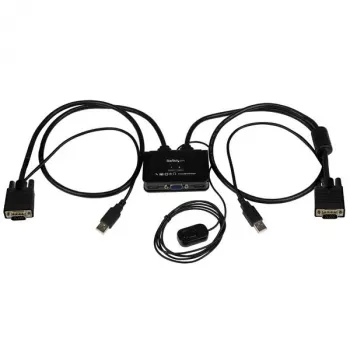 StarTech.com 2 prievadų USB VGA kabelinis KVM komutatorius – maitinamas per USB, su nuotoliniu jungikliu