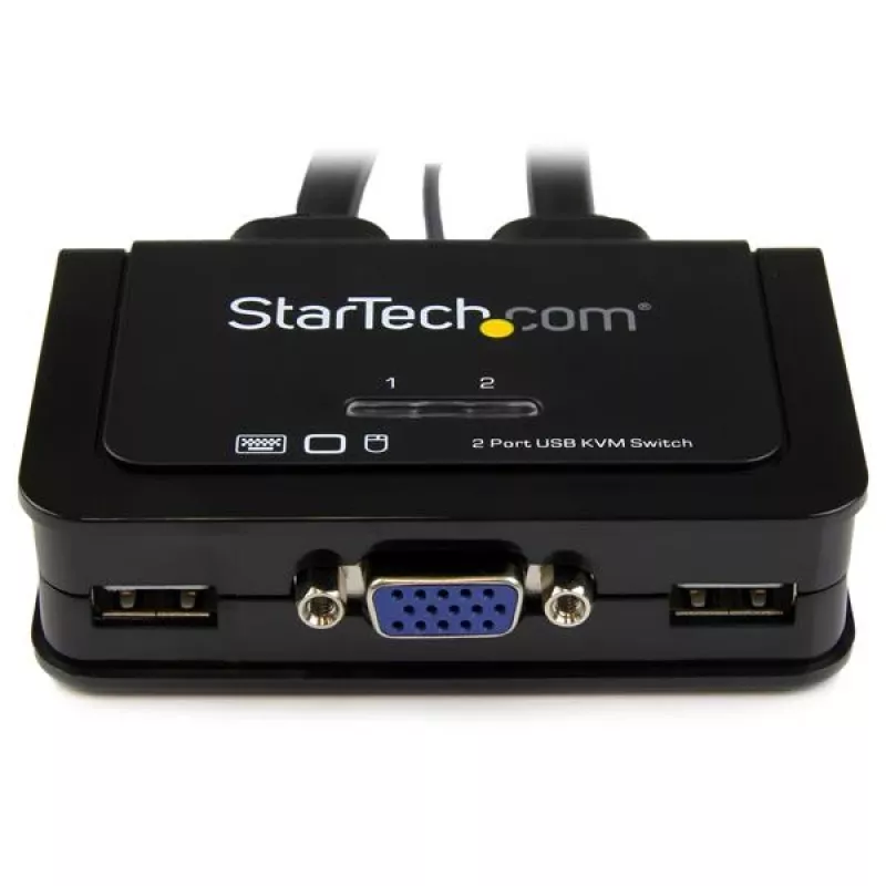 StarTech.com 2 prievadų USB VGA kabelinis KVM komutatorius – maitinamas per USB, su nuotoliniu jungikliu