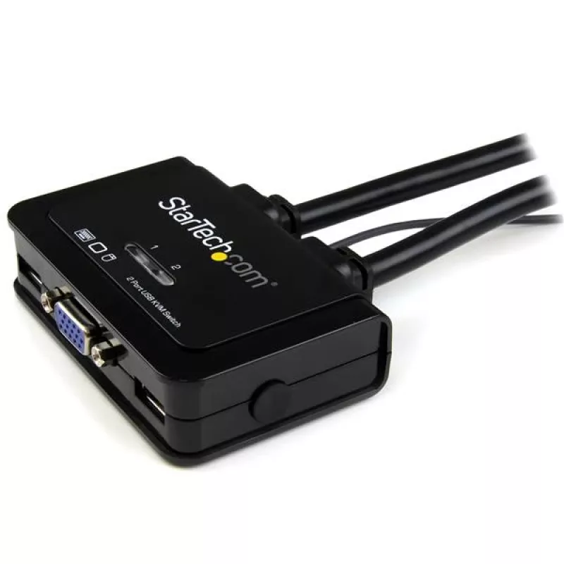 StarTech.com 2 prievadų USB VGA kabelinis KVM komutatorius – maitinamas per USB, su nuotoliniu jungikliu