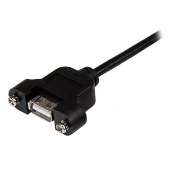 StarTech.com 2 ft Panel Mount USB kabelis A to A - F/M, 0,6 m, USB A, USB A, USB 2.0, Vyriška/Moteriška, Juoda