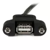 StarTech.com 2 ft Panel Mount USB kabelis A to A - F/M, 0,6 m, USB A, USB A, USB 2.0, Vyriška/Moteriška, Juoda