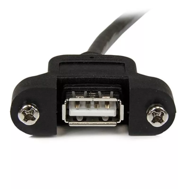 StarTech.com 2 ft Panel Mount USB kabelis A to A - F/M, 0,6 m, USB A, USB A, USB 2.0, Vyriška/Moteriška, Juoda