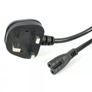 StarTech.com 3 pėdų (1 m) JK nešiojamojo kompiuterio maitinimo laidas, BS 1363 į C7, 2,5 A 250 V, 18AWG, juodas, JK nešiojamojo kompiuterio pakaitinis laidas, spausdintuvo maitinimo laidas, kintamosios srovės nešiojamojo kompiuterio įkroviklio laidas, nešiojamojo kompiuterio maitinimo bloko laidas