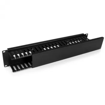 StarTech.com Horizontal 2U Server Rack kabelis Management Finger Duct w/ Cover - 19 inch tinklo Rack Wire Duct Raceway Panel - Slotted Wire Duct