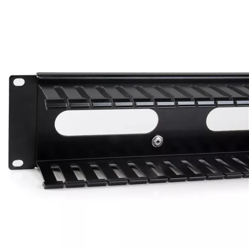 StarTech.com Horizontal 2U Server Rack kabelis Management Finger Duct w/ Cover - 19 inch tinklo Rack Wire Duct Raceway Panel - Slotted Wire Duct