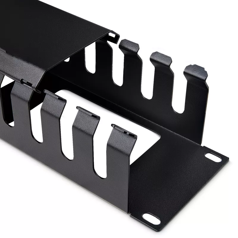 StarTech.com Horizontal 2U Server Rack kabelis Management Finger Duct w/ Cover - 19 inch tinklo Rack Wire Duct Raceway Panel - Slotted Wire Duct