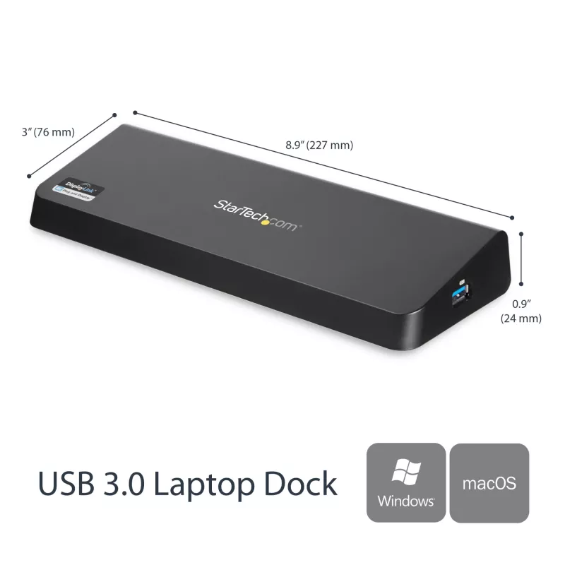 StarTech.com USB 3.0 dokinimo stotis, dviejų monitorių, su HDMI ir 4K DisplayPort – USB 3.0 prie 4x USB-A, Ethernet, HDMI ir DP – USB tipo A universali nešiojamųjų kompiuterių dokinimo stotis, skirta Mac ir Windows