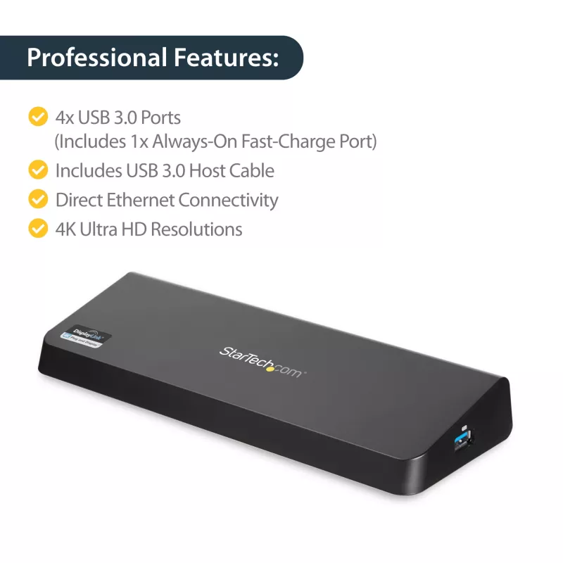 StarTech.com USB 3.0 dokinimo stotis, dviejų monitorių, su HDMI ir 4K DisplayPort – USB 3.0 prie 4x USB-A, Ethernet, HDMI ir DP – USB tipo A universali nešiojamųjų kompiuterių dokinimo stotis, skirta Mac ir Windows
