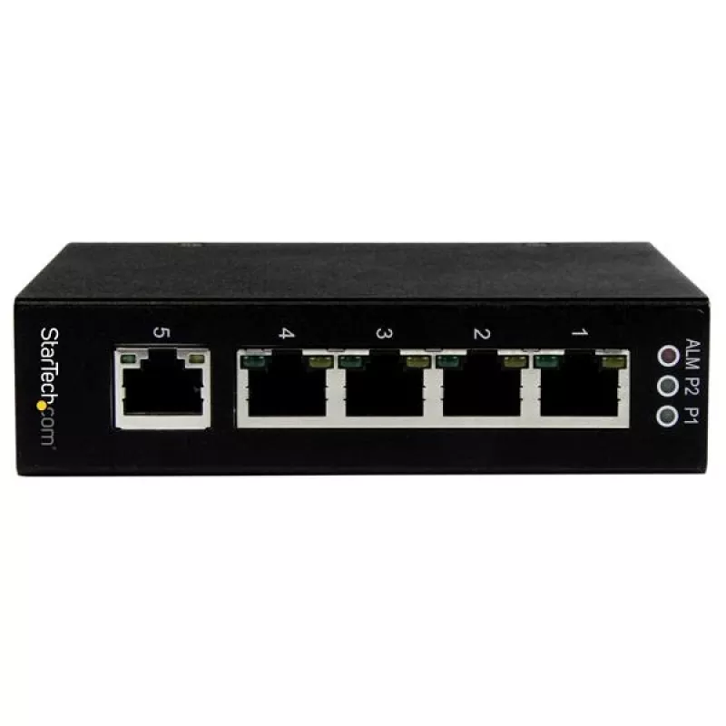 StarTech.com 5 prievadų nevaldomas pramoninis Gigabit Ethernet komutatorius – DIN bėgelis / tvirtinamas prie sienos