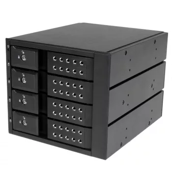 StarTech.com 4 vietų aliuminio belaištis karšto prijungimo mobilus stovas, skirtas 3,5 col. SAS II/SATA III – 6 Gbps HDD