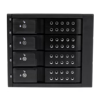 StarTech.com 4 vietų aliuminio belaištis karšto prijungimo mobilus stovas, skirtas 3,5 col. SAS II/SATA III – 6 Gbps HDD