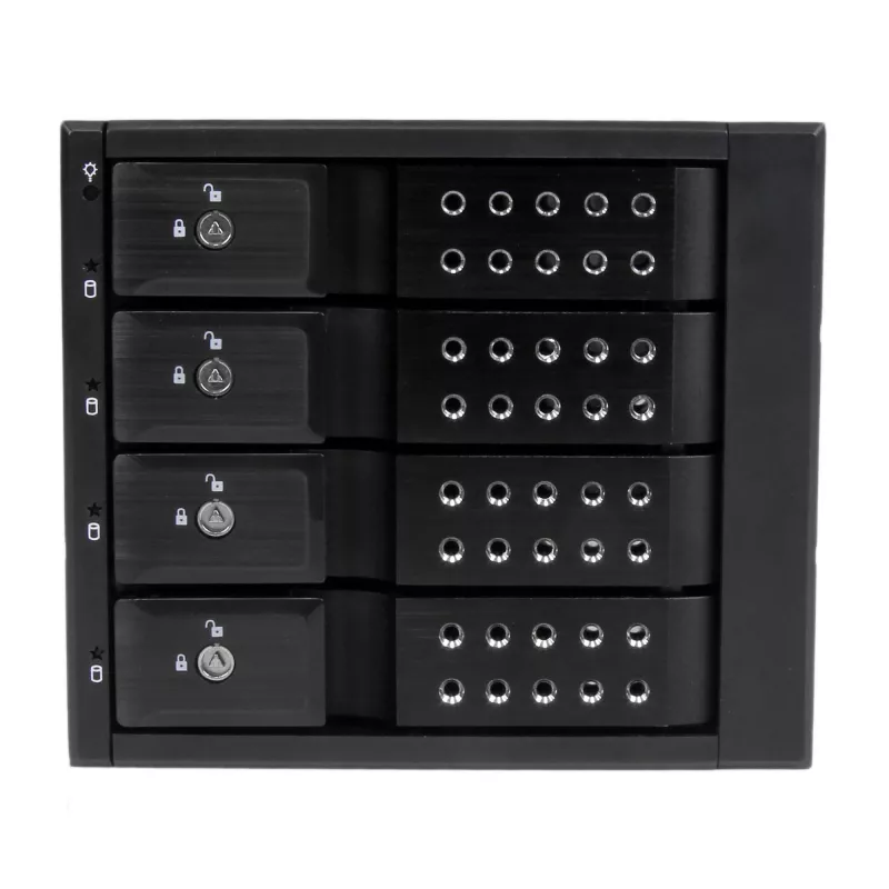 StarTech.com 4 vietų aliuminio belaištis karšto prijungimo mobilus stovas, skirtas 3,5 col. SAS II/SATA III – 6 Gbps HDD