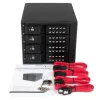 StarTech.com 4 vietų aliuminio belaištis karšto prijungimo mobilus stovas, skirtas 3,5 col. SAS II/SATA III – 6 Gbps HDD