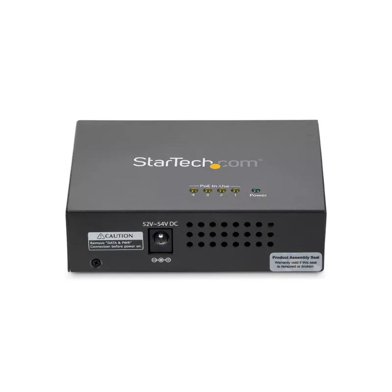 StarTech.com 4 prievadų Gigabit Midspan - PoE+ injektorius - 802.3at/af