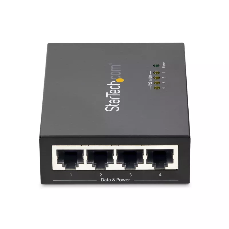 StarTech.com 4 prievadų Gigabit Midspan - PoE+ injektorius - 802.3at/af