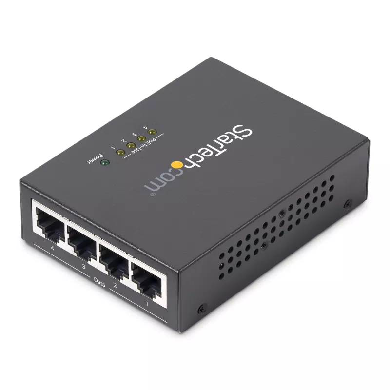 StarTech.com 4 prievadų Gigabit Midspan - PoE+ injektorius - 802.3at/af