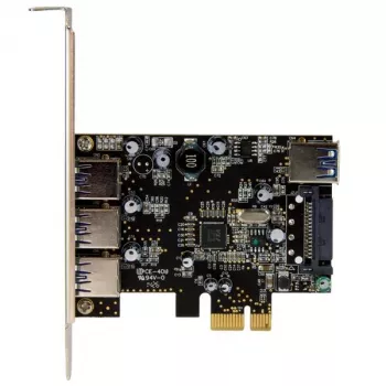 StarTech.com 4 prievadų PCI Express USB 3.0 plokštė, PCIe, USB 3.2 Gen 1 (3.1 Gen 1), pilno aukščio / žemo profilio, PCI 2.0, juoda, nerūdijantis plienas, 3 m
