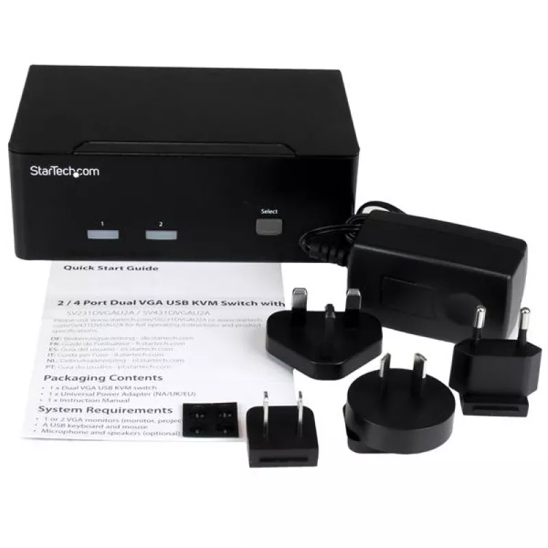 StarTech.com 2 prievadų KVM komutatorius su dviguba VGA – USB 2.0, 1920 x 1200 pikselių, Full HD, 18 W, juodas