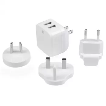 StarTech.com dviejų prievadų USB sieninis įkroviklis – tarptautinėms kelionėms – 17 W / 3,4 A – baltas