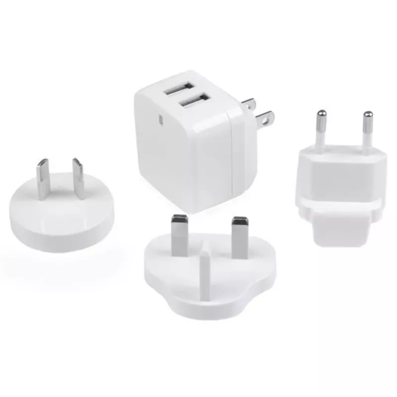 StarTech.com dviejų prievadų USB sieninis įkroviklis – tarptautinėms kelionėms – 17 W / 3,4 A – baltas