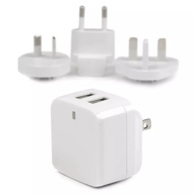 StarTech.com dviejų prievadų USB sieninis įkroviklis – tarptautinėms kelionėms – 17 W / 3,4 A – baltas