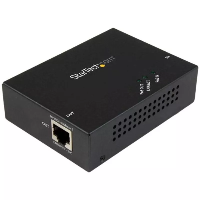 StarTech.com 1 prievado Gigabit PoE+ plėtiklis - 802.3at ir 802.3af - 100 m