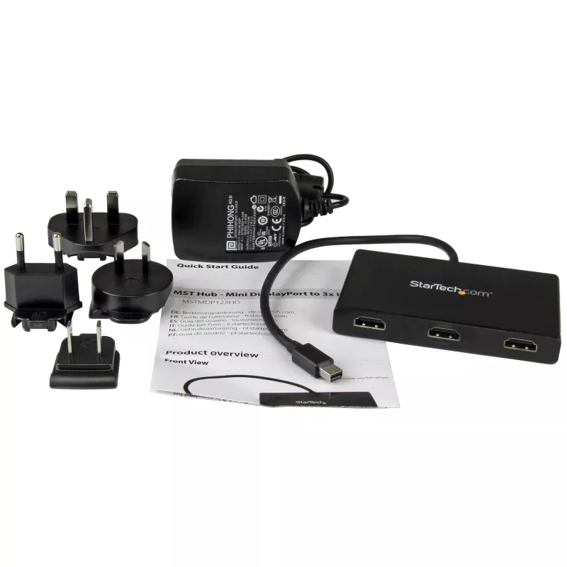 StarTech.com 3 prievadų kelių monitorių adapteris – mini DisplayPort į HDMI MST šakotuvas – triguba 1080p arba dviguba 4K 30Hz – vaizdo skirstytuvas išplėstiniam darbalaukio režimui tik Windows – mDP 1.2 į 3x HDMI