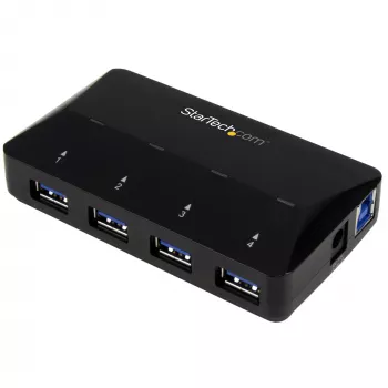 StarTech.com 4 prievadų USB 3.0 šakotuvas su tam skirtu įkrovimo prievadu – 1 x 2,4 A prievadas~4 prievadų USB 3.0 šakotuvas (5 Gbps) su tam skirtu įkrovimo prievadu – 1 x 2,4 A prievadas