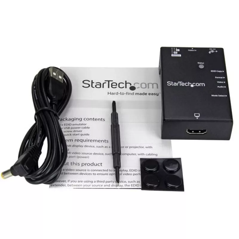 StarTech.com EDID emuliatorius HDMI ekranams - 1080p, juoda, plienas, RoHS, CE, FCC, 1920 x 1080 pikselių, 720p, 1080p, HDMI