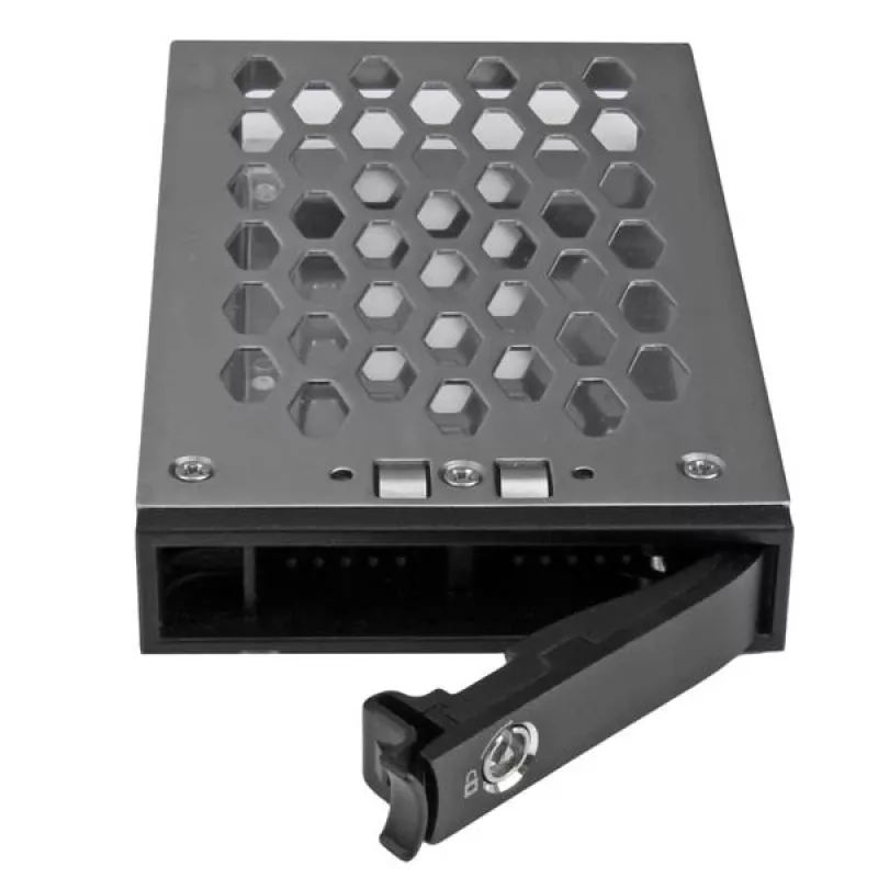 StarTech.com 2,5 col. karšto keitimo standžiojo disko dėklas, 2,5 col., Priekinė panelė, Juoda, Sidabrinė, 2,5 col., Plastikas, Plienas, 70 mm
