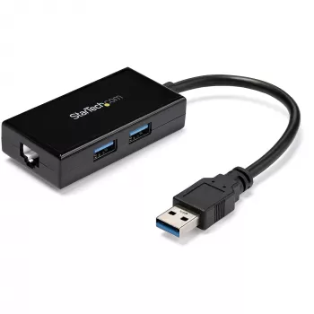 StarTech.com USB prie Ethernet adapteris, USB 3.0 į 10/100/1000 Gigabit Ethernet LAN keitiklis nešiojamiesiems kompiuteriams, 30 cm pritvirtintas laidas, USB į RJ45 adapteris, NIC adapteris, USB tinklo adapteris