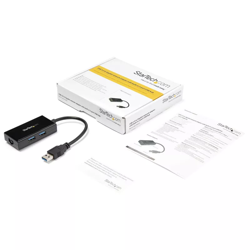 StarTech.com USB prie Ethernet adapteris, USB 3.0 į 10/100/1000 Gigabit Ethernet LAN keitiklis nešiojamiesiems kompiuteriams, 30 cm pritvirtintas laidas, USB į RJ45 adapteris, NIC adapteris, USB tinklo adapteris
