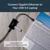 StarTech.com USB prie Ethernet adapteris, USB 3.0 į 10/100/1000 Gigabit Ethernet LAN keitiklis nešiojamiesiems kompiuteriams, 30 cm pritvirtintas laidas, USB į RJ45 adapteris, NIC adapteris, USB tinklo adapteris