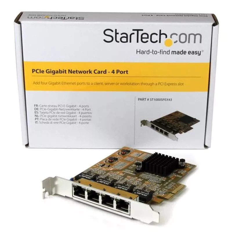 “StarTech.com” 4 prievadų PCIe „Gigabit“ tinklo adapterio plokštė, vidinė, laidinis, PCI Express, Ethernet, 2000 Mbit/s