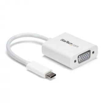 StarTech.com USB-C į VGA adapteris - Baltas, 3.2 Gen 1 (3.1 Gen 1), USB Type-C, VGA (D-Sub) išvestis, 1920 x 1200 pikselių