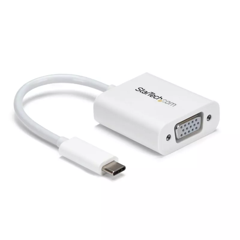 StarTech.com USB-C į VGA adapteris - Baltas, 3.2 Gen 1 (3.1 Gen 1), USB Type-C, VGA (D-Sub) išvestis, 1920 x 1200 pikselių