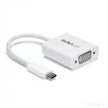 StarTech.com USB-C į VGA adapteris - Baltas, 3.2 Gen 1 (3.1 Gen 1), USB Type-C, VGA (D-Sub) išvestis, 1920 x 1200 pikselių