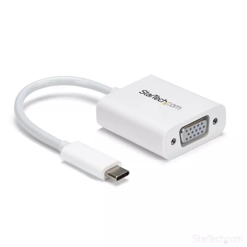 StarTech.com USB-C į VGA adapteris - Baltas, 3.2 Gen 1 (3.1 Gen 1), USB Type-C, VGA (D-Sub) išvestis, 1920 x 1200 pikselių