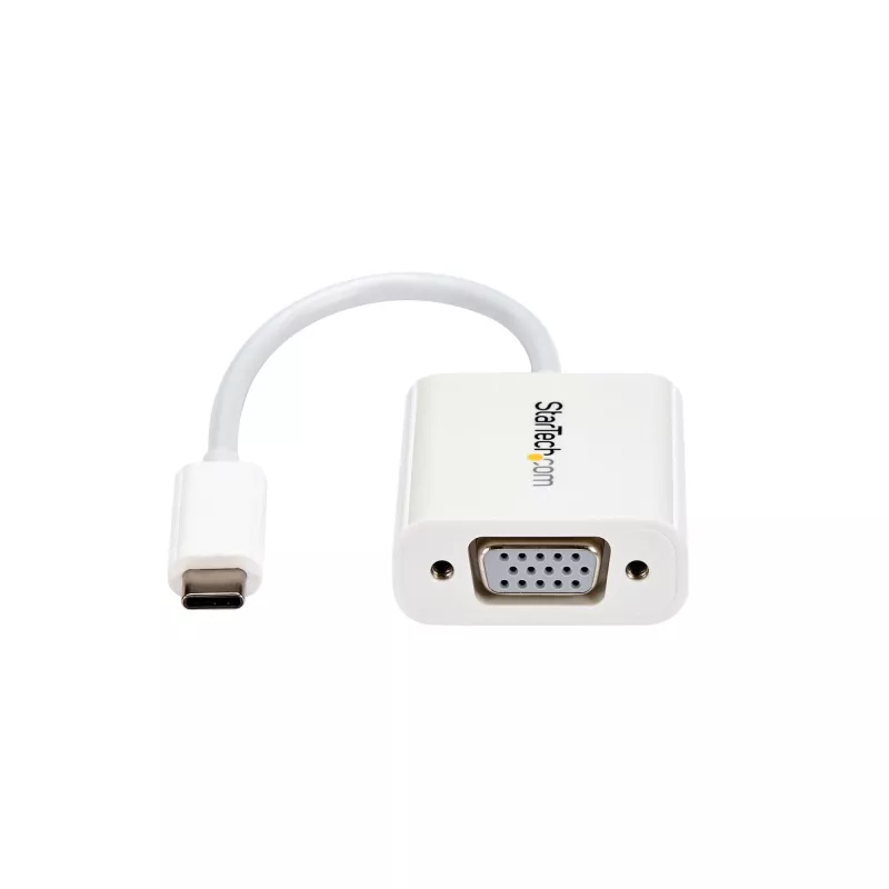 StarTech.com USB-C į VGA adapteris - Baltas, 3.2 Gen 1 (3.1 Gen 1), USB Type-C, VGA (D-Sub) išvestis, 1920 x 1200 pikselių