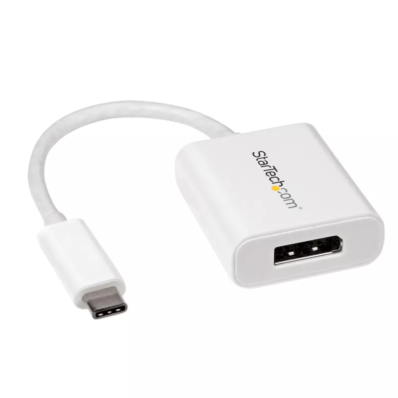 StarTech.com USB-C į DisplayPort adapteris – 4K 60Hz/8K 30Hz – USB Type-C į DP 1.4 HBR2 adapterio raktas – kompaktiškas USB-C (DP Alt Mode) monitoriaus vaizdo keitiklis – suderinamas su Thunderbolt 3 – baltas