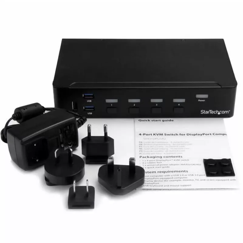 StarTech.com 4 prievadų DisplayPort KVM komutatorius - USB 3.0 - 4K 30 Hz