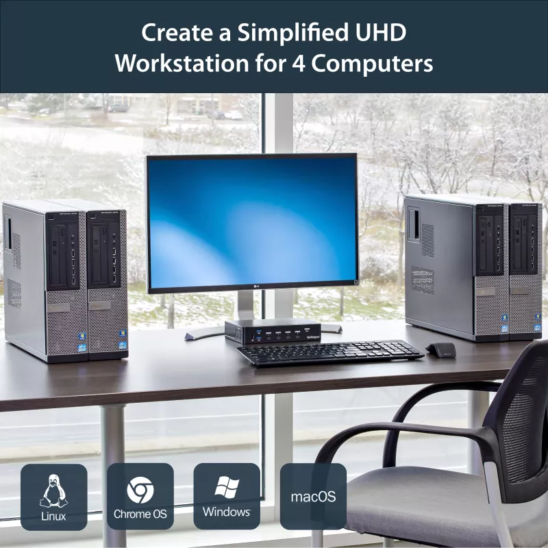 StarTech.com 4 prievadų DisplayPort KVM komutatorius - USB 3.0 - 4K 30 Hz