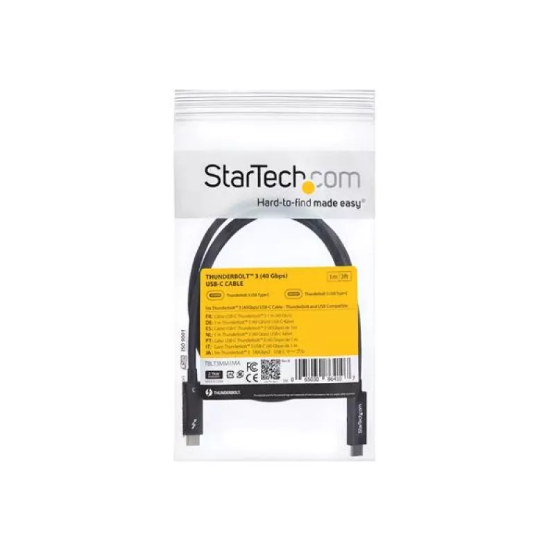 StarTech.com 3 pėdų (1 m) Thunderbolt 3 laidas su 100 W energijos tiekimu – 40 Gbps