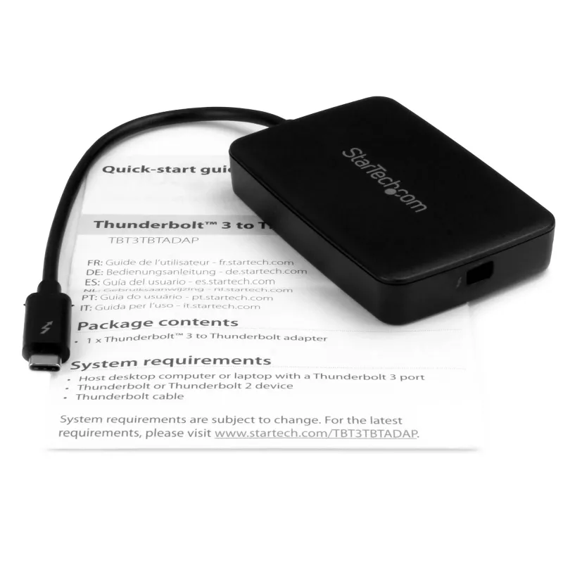 StarTech.com Thunderbolt 3 į Thunderbolt 2 adapteris – TB3 nešiojamasis kompiuteris prie TB2 ekranų ir įrenginių – Thunderbolt 2 20 Gbps arba Thunderbolt 1 10 Gbps keitiklis – Thunderbolt 3 sertifikuotas – Windows/Mac