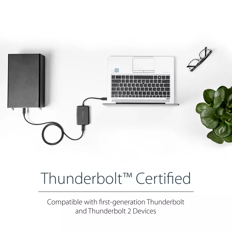 StarTech.com Thunderbolt 3 į Thunderbolt 2 adapteris – TB3 nešiojamasis kompiuteris prie TB2 ekranų ir įrenginių – Thunderbolt 2 20 Gbps arba Thunderbolt 1 10 Gbps keitiklis – Thunderbolt 3 sertifikuotas – Windows/Mac