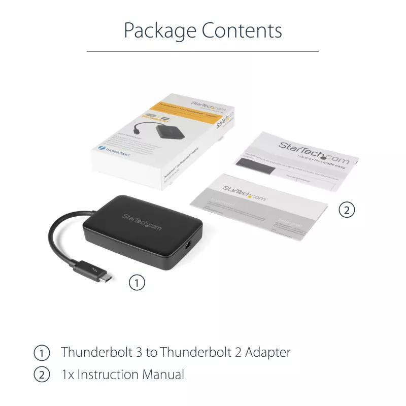 StarTech.com Thunderbolt 3 į Thunderbolt 2 adapteris – TB3 nešiojamasis kompiuteris prie TB2 ekranų ir įrenginių – Thunderbolt 2 20 Gbps arba Thunderbolt 1 10 Gbps keitiklis – Thunderbolt 3 sertifikuotas – Windows/Mac