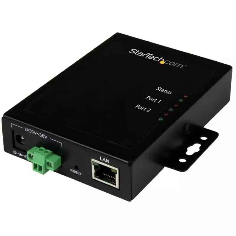 StarTech.com 2 prievadų nuosekliojo ryšio į IP eterneto įrenginio serveris - RS232 - metalinis ir montuojamas