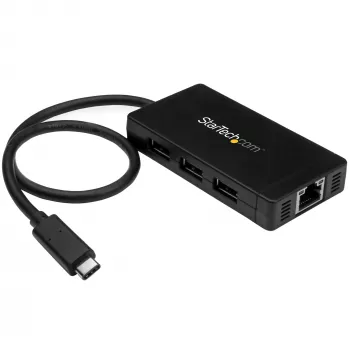 StarTech.com 3 prievadų USB 3.0 šakotuvas su Gigabit Ethernet - USB-C - su maitinimo adapteriu~3 prievadų USB-C šakotuvas su Gigabit Ethernet - USB-C į 3x USB-A - USB 3.0 (5 Gbps) - su maitinimo adapteriu