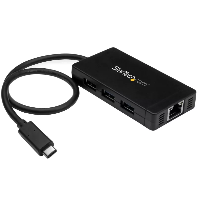 StarTech.com 3 prievadų USB 3.0 šakotuvas su Gigabit Ethernet - USB-C - su maitinimo adapteriu~3 prievadų USB-C šakotuvas su Gigabit Ethernet - USB-C į 3x USB-A - USB 3.0 (5 Gbps) - su maitinimo adapteriu